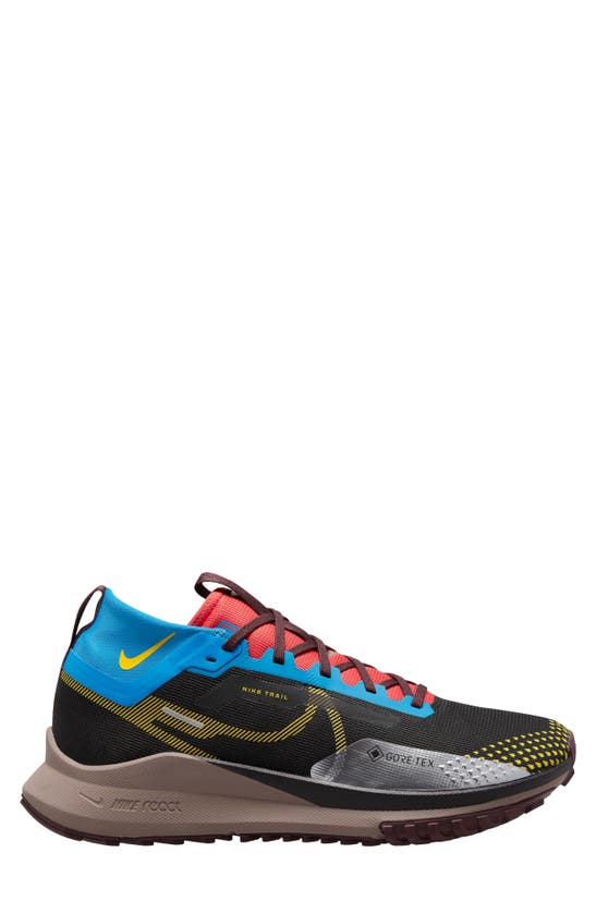 Nike React Pegasus Trail 4 Gore-tex® Waterproof Running Shoe In Black/ Vivid Sulfur/ Blue