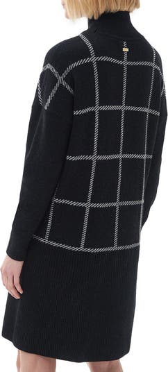 Marsha Check Jacquard Long Sleeve Wool Blend Sweater Dress