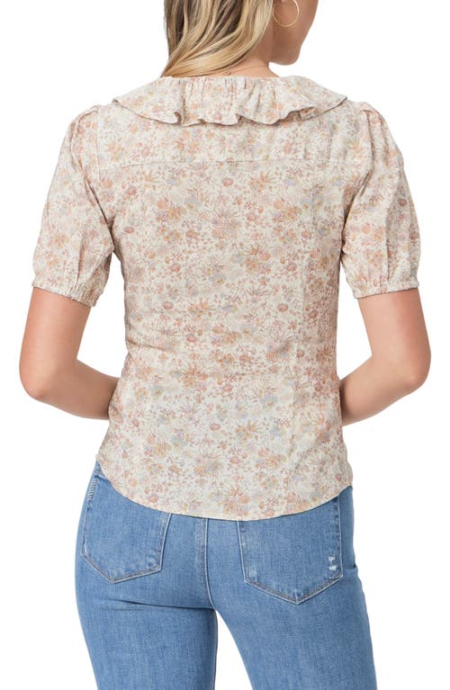 Shop Paige Adara Floral Short Sleeve Button-up Shirt In Cream Multi