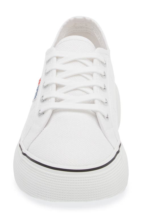 Shop Superga 2287 Bubble Line Platform Wedge Sneaker In White-black