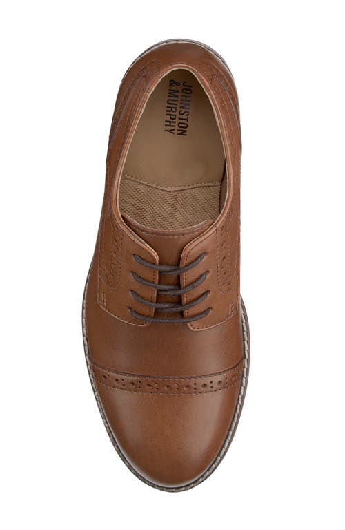 Johnston & Murphy Little Boys Conard Cap Toe Leather Shoes In Tan Full Grain