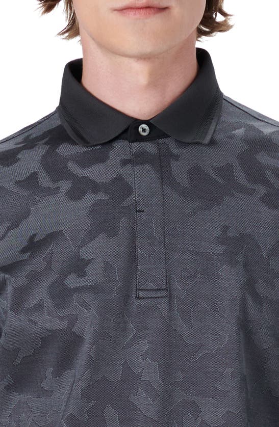 Bugatchi Three-button Long Sleeve Polo In Graphite