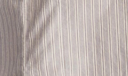 Shop Lucky Brand Stripe Cotton Button-up Peplum Shirt In Grey/blue Stripe