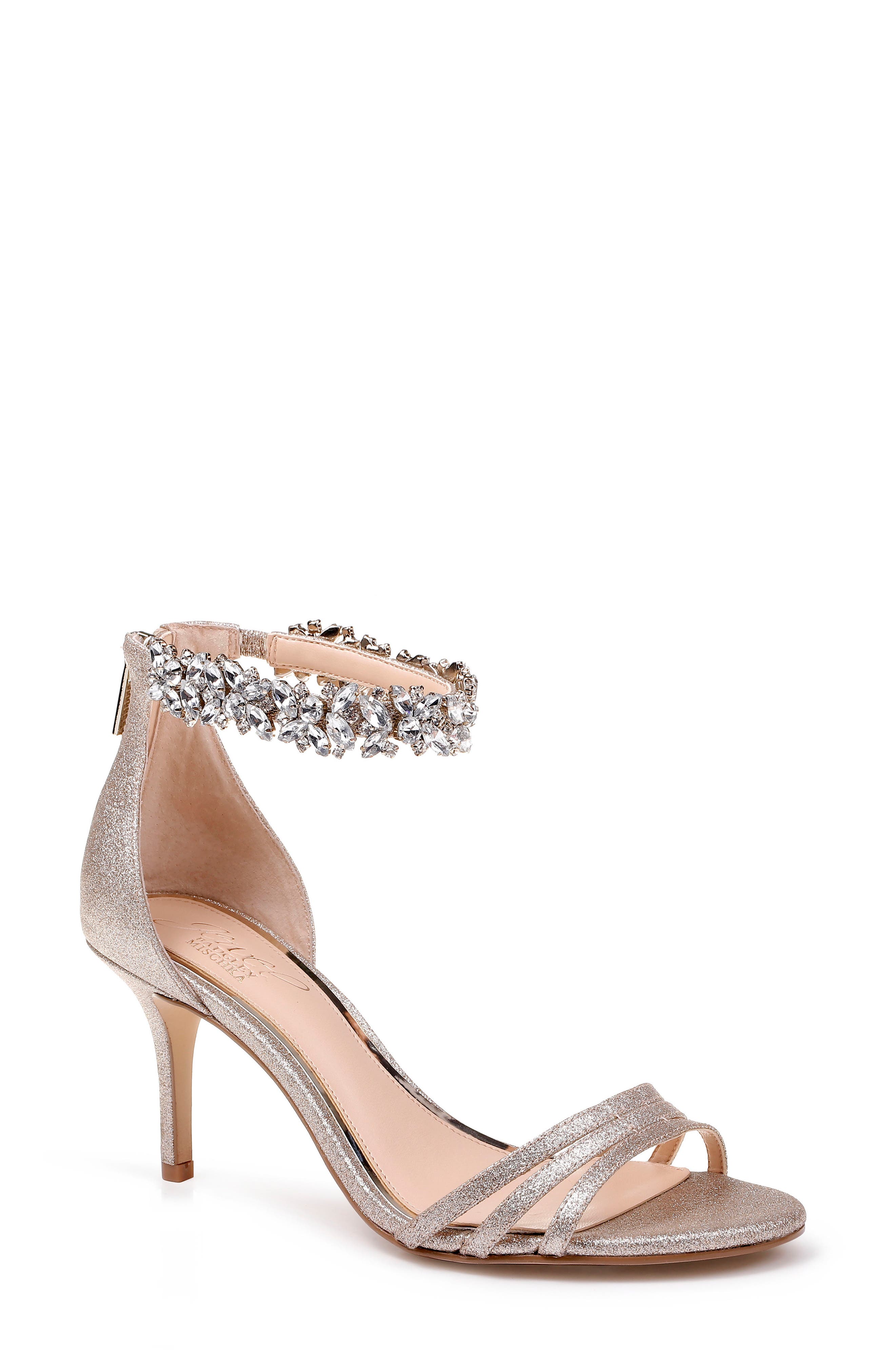 Jewel Badgley Mischka Zamora Ankle Strap Sandal, Metallic