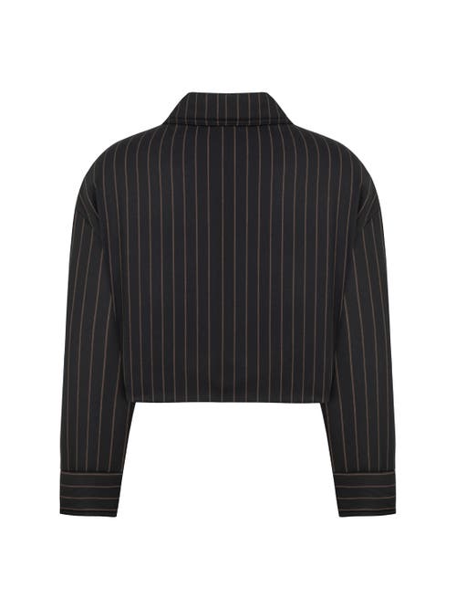 Shop Nocturne Striped Padded Shoulder Jacket In Black