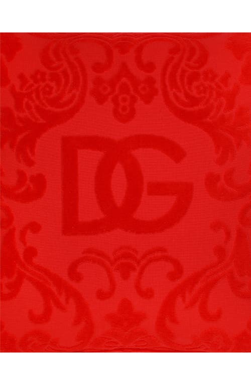 Shop Dolce & Gabbana Dolce&gabbana Dg Logo Cotton Terry Cloth Outdoor Accent Pillow In Red