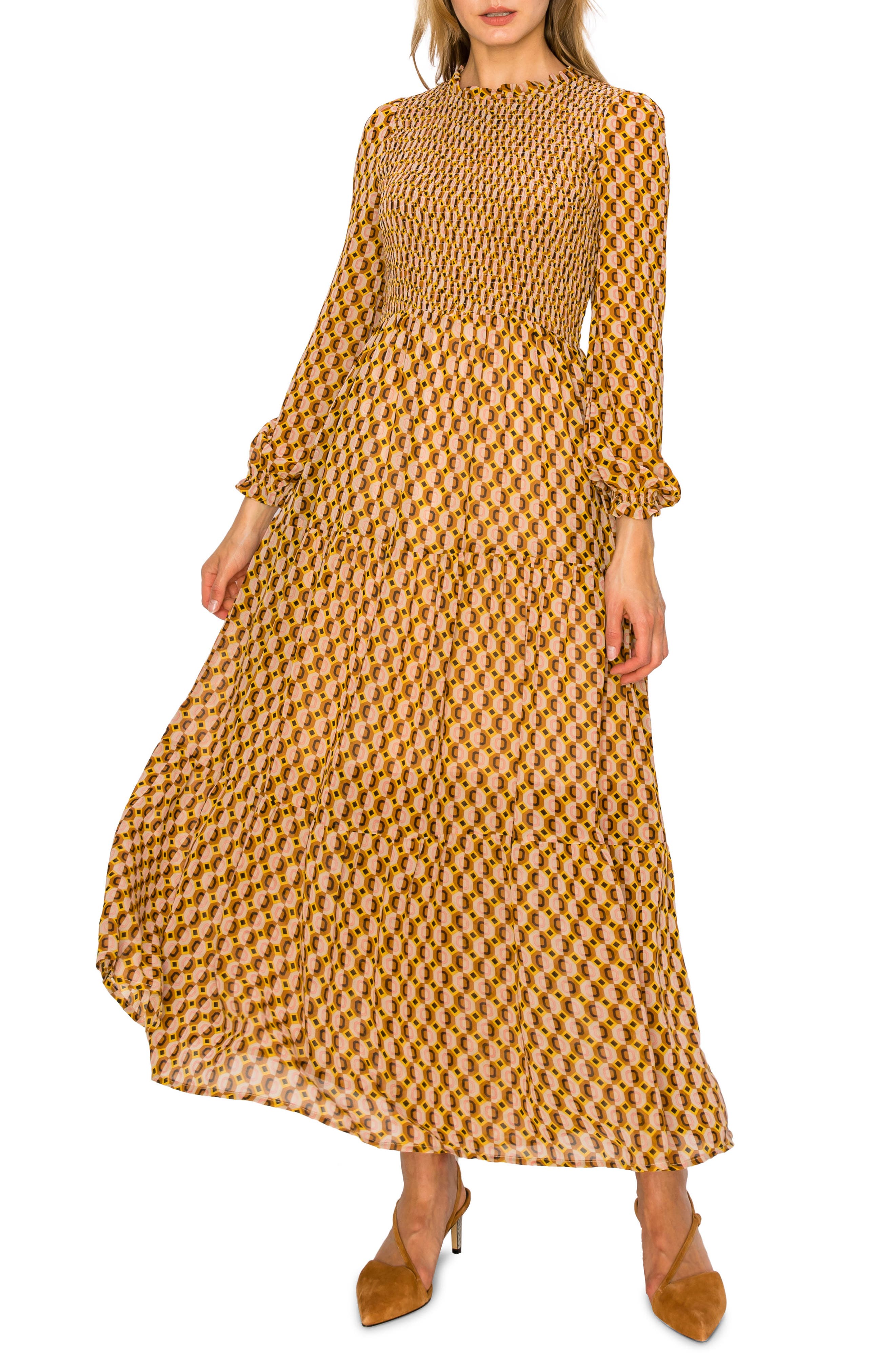 RED Valentino Synthetic Midi Dress in Yellow Womens Clothing Dresses Casual and day dresses 