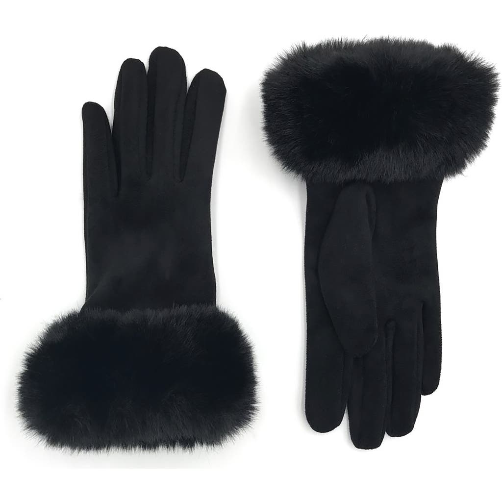Surell Faux Fur Cuff Gloves In Black