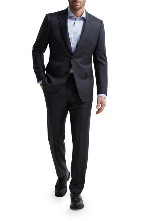 Contemporary Fit Skarkskin Wool Suit in Charcoal