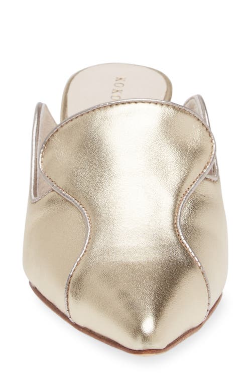 Shop Koko + Palenki Parker Pointed Toe Kitten Heel Mule In Gold Metallic Leather