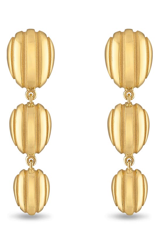 Shop Pamela Zamore Eos Triple Egg Drop Earrings In Gold