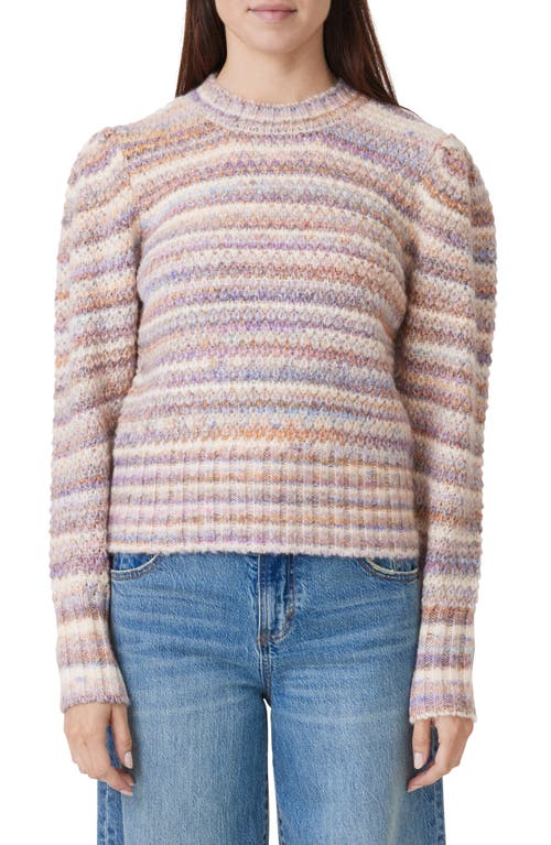 Shop Habitual Stripe Puff Shoulder Sweater In Mauve Combo