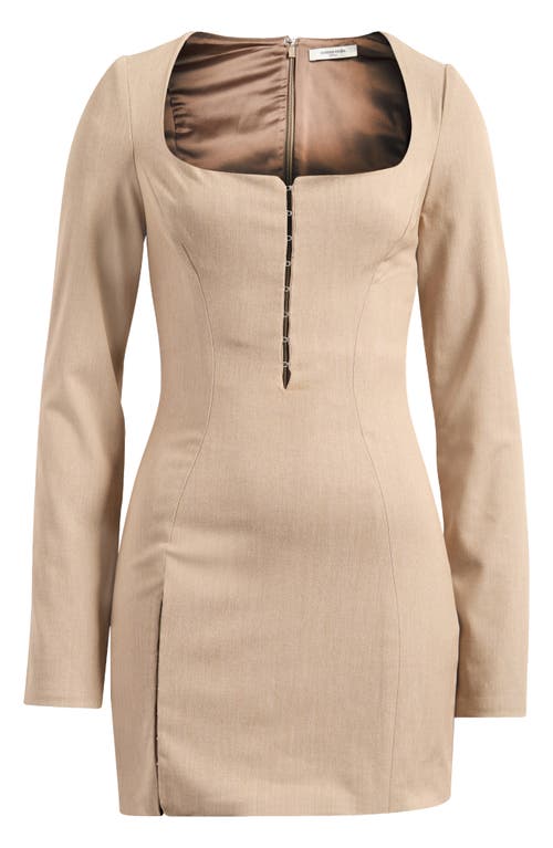 Shop Mistress Rocks Long Sleeve Cocktail Minidress In Smokey Brown