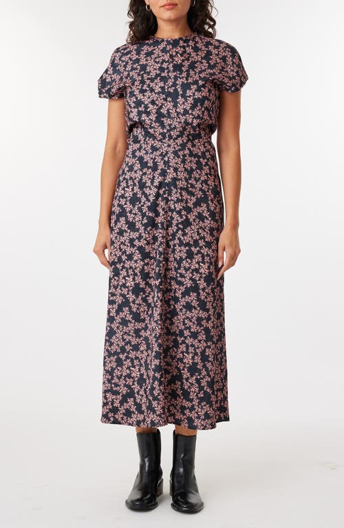 Scotch & Soda Floral Satin Midi Dress in Dusty Red 