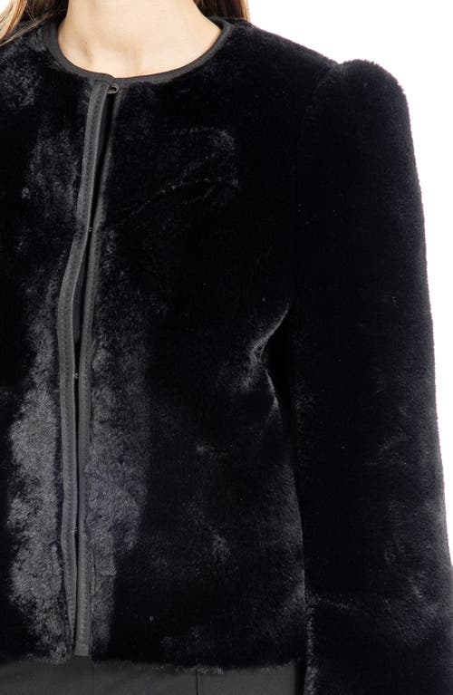 Max Studio Puff Sleeve Faux Fur Jacket In Black