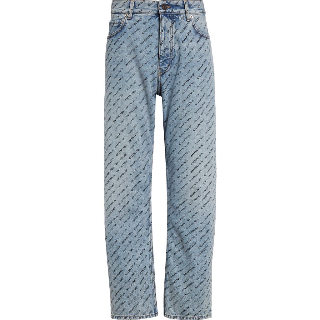 Balenciaga Buckle Loose Fit Denim Jeans In Iced Blue
