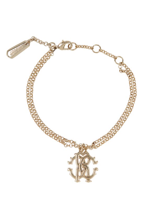 Icon Trade Services Monogram Medallion Double Chain Bracelet In Gold