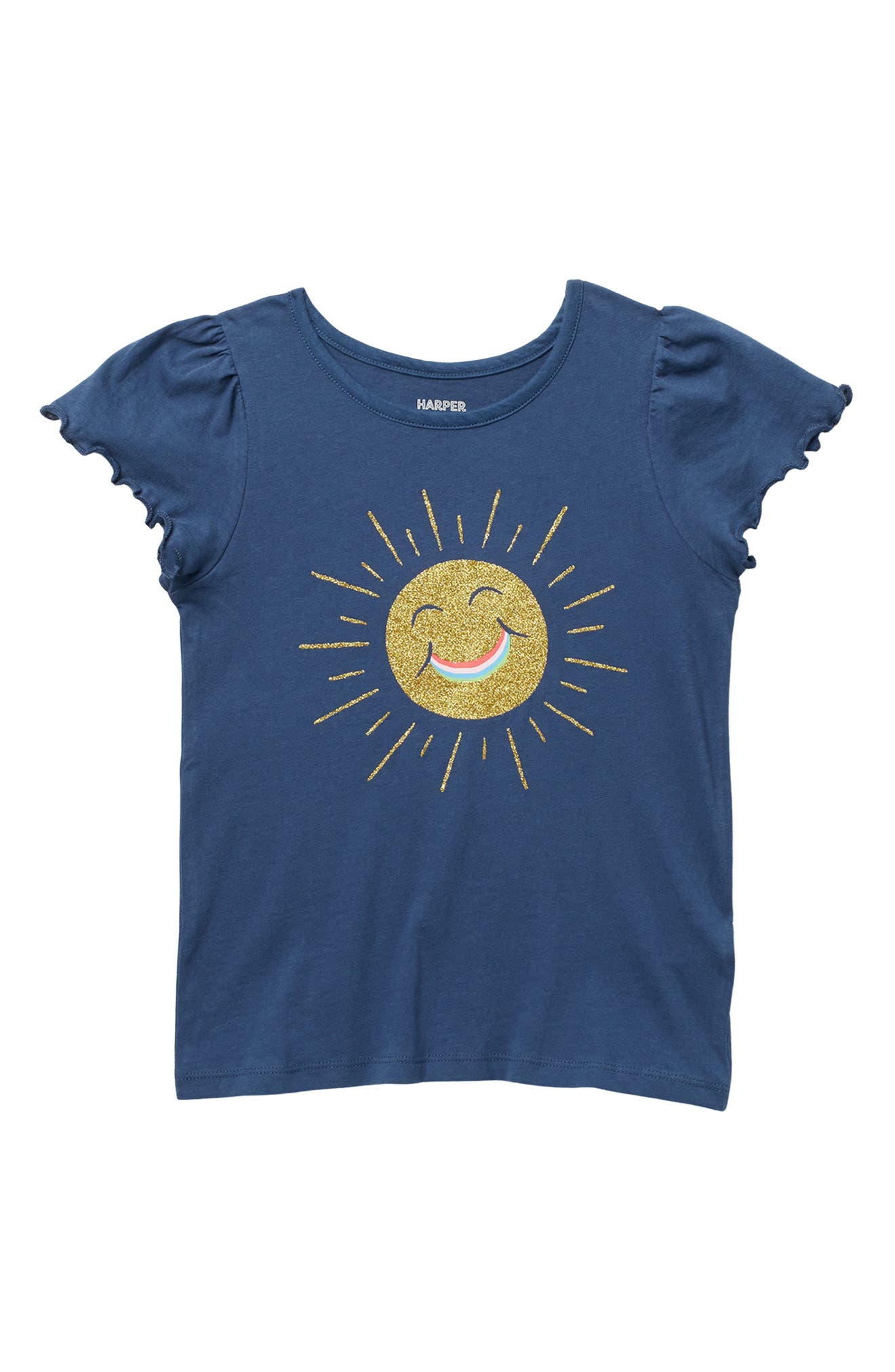Harper Canyon Kids' Graphic T-shirt In Navy Denim Sparkle Sun