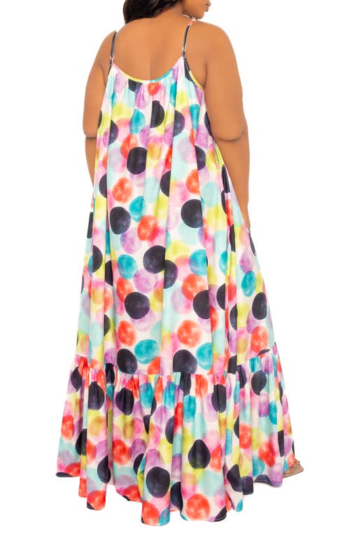 Buxom Couture Polka Dot Print Chiffon Maxi Dress In Violet Multi