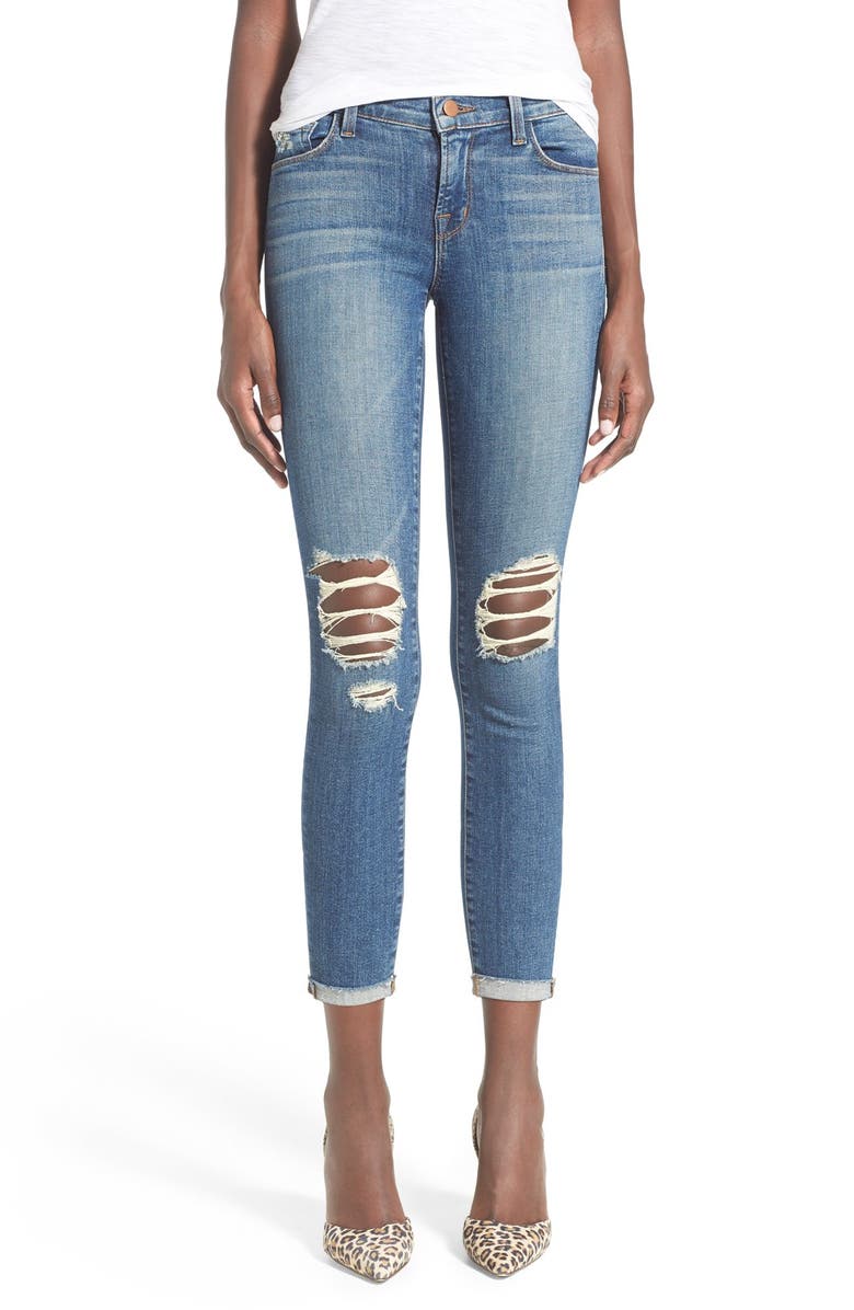 J Brand Destroyed Skinny Capri Jeans (Breathless) | Nordstrom