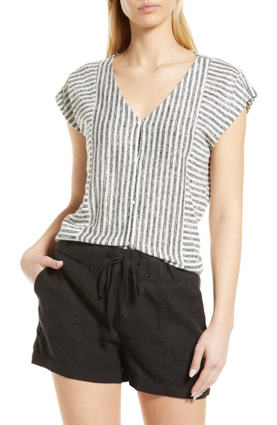 BOBEAU CATY BUTTON FRONT T-SHIRT