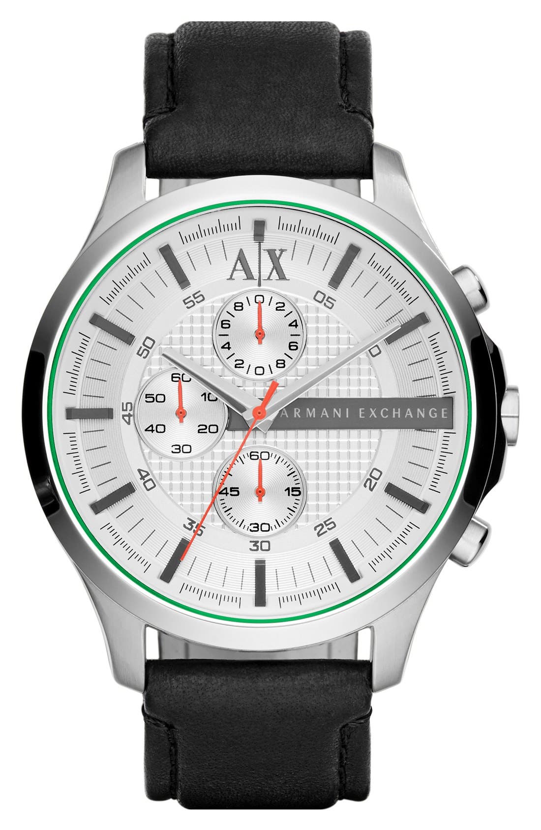 AX Armani Exchange Chronograph Leather Strap Watch, 46mm Nordstrom