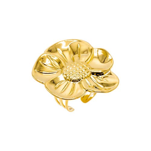 Shop Adina Eden By  Solid Statement Flower Ring In Gold