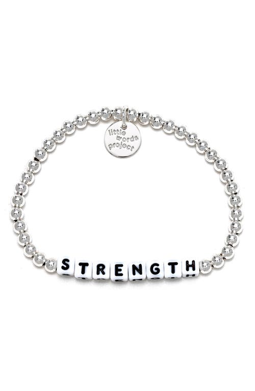 Little Words Project Strength Beaded Stretch Bracelet in Silver