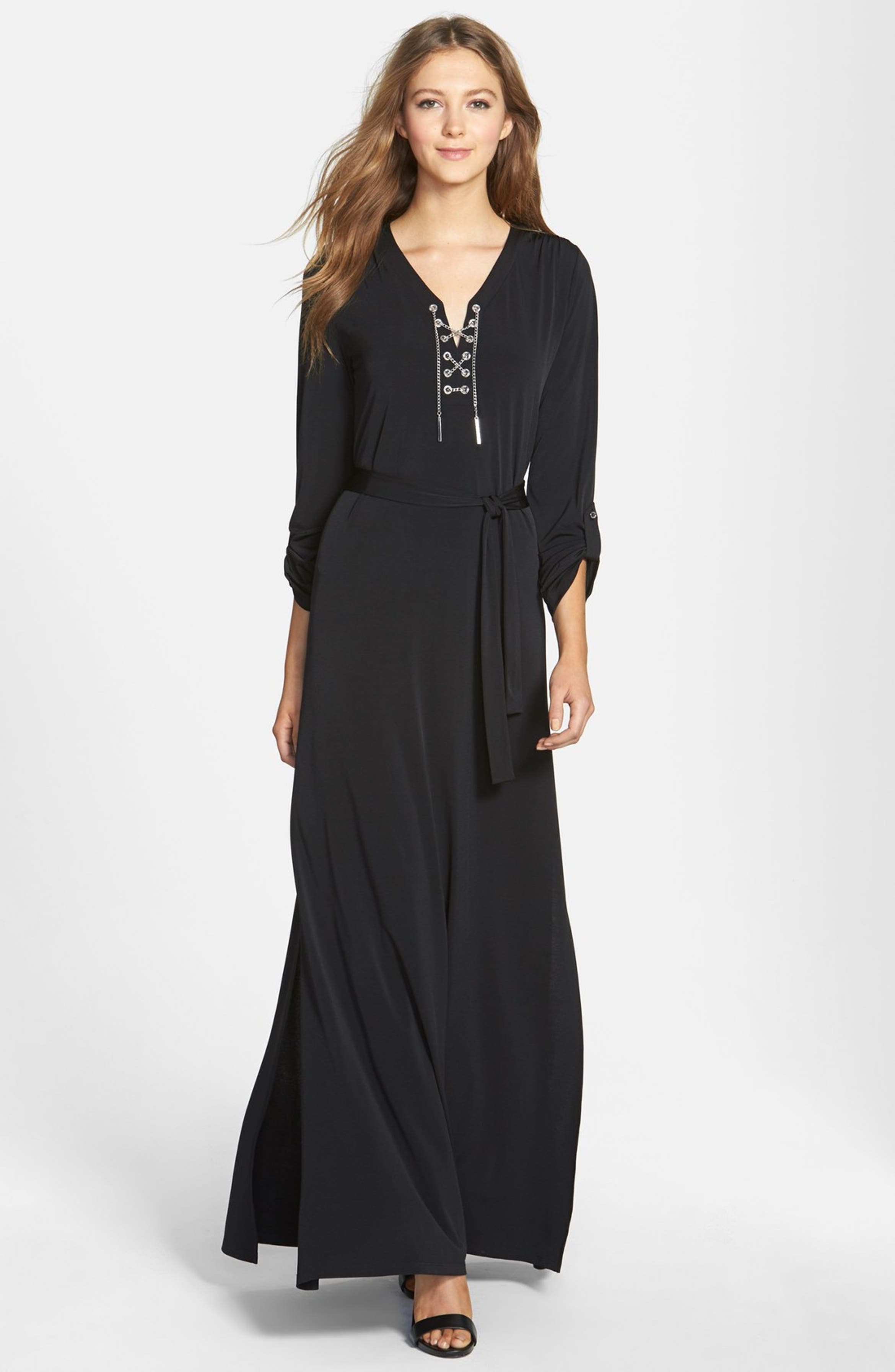 MICHAEL Michael Kors Chain Lace-Up Jersey Maxi Dress | Nordstrom
