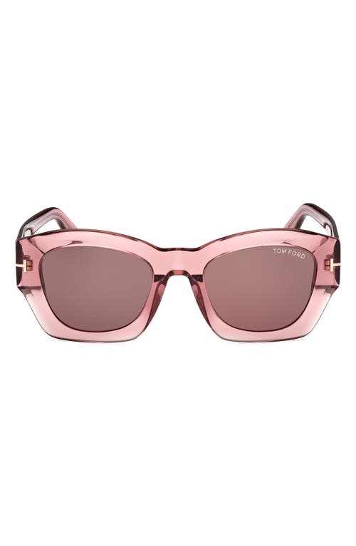 Shop Tom Ford Guilliana 52mm Geometric Sunglasses In Shiny Pink/brown