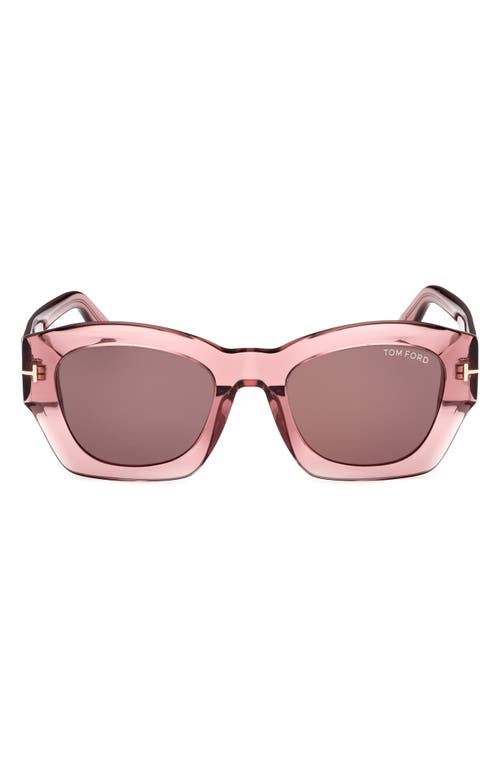 TOM FORD Guilliana 52mm Geometric Sunglasses in Shiny Pink /Brown at Nordstrom