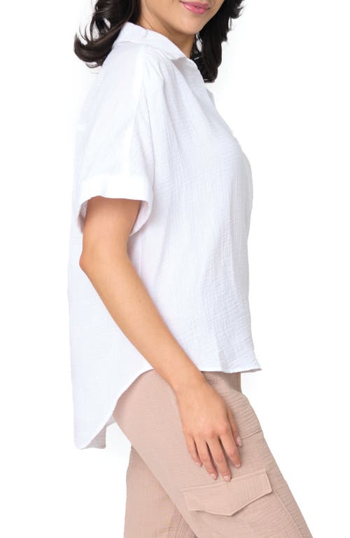 Shop Gibsonlook All Day Cotton Gauze Popover Shirt In Salt