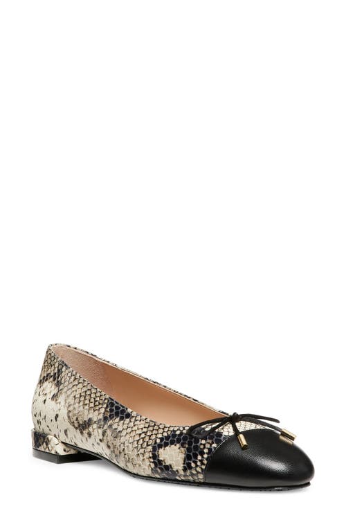 Stuart Weitzman Sleek Cap Toe Bow Flat In Animal Print