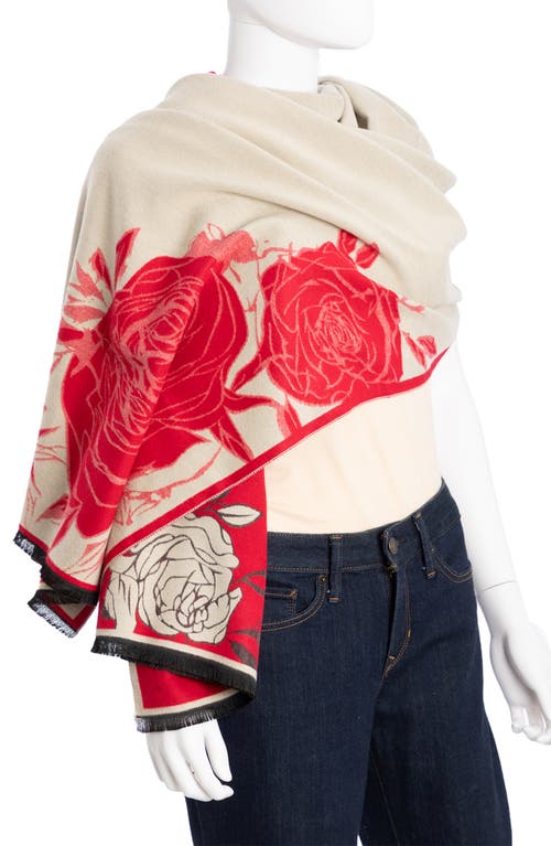 Saachi Floral Reversible Scarf In Red/cream
