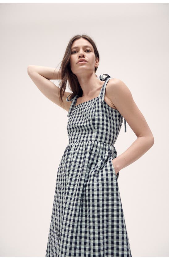 Barbour Abigail Gingham Cotton Midi Sundress In Blue Haze Gingham