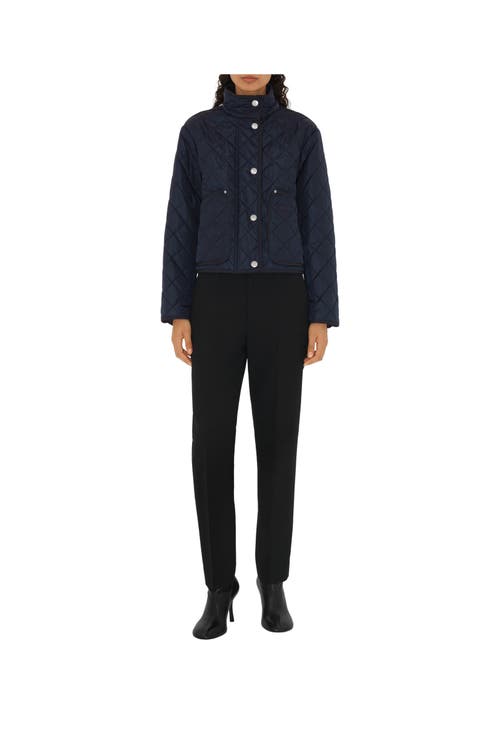Burberry Cropped Quilted Nylon Jacket In Storm