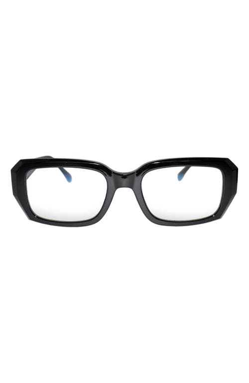 Noa 51mm Rectangular Blue Light Blocking Glasses in Black/Clear