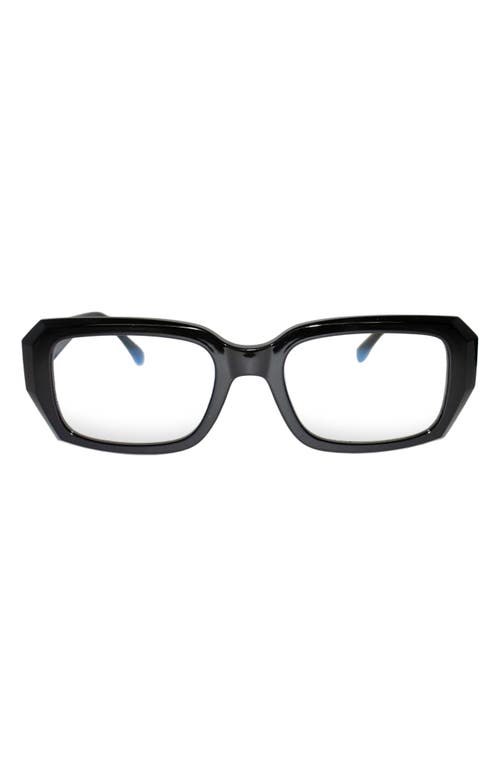 Fifth & Ninth Noa 51mm Rectangular Blue Light Blocking Glasses In Black/clear