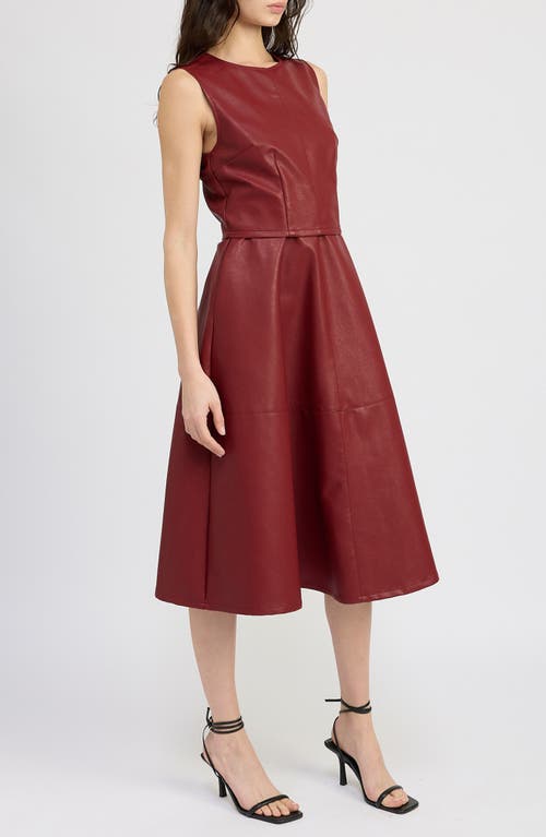 Shop En Saison Campbell Midi Faux Leather Dress In Dark Rose