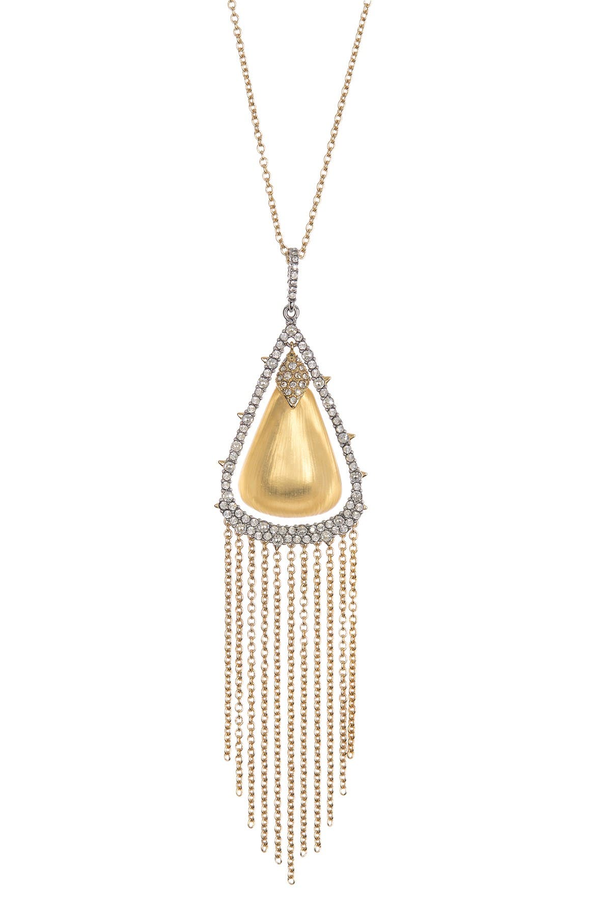 Alexis Bittar Crystal Capped Tassel Pendant Necklace In Gold