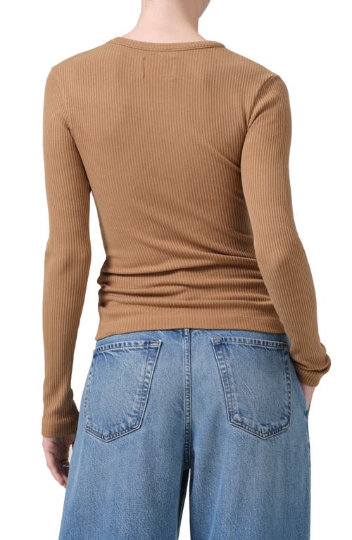 Shop Citizens Of Humanity Bina Rib Crewneck Sweater In Caramel