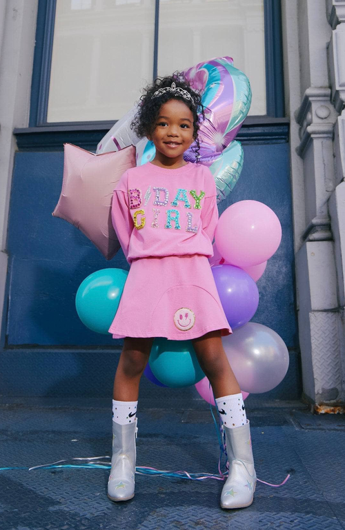 Shop Lola + The Boys Crystal Gem Birthday Girl Set In Pink