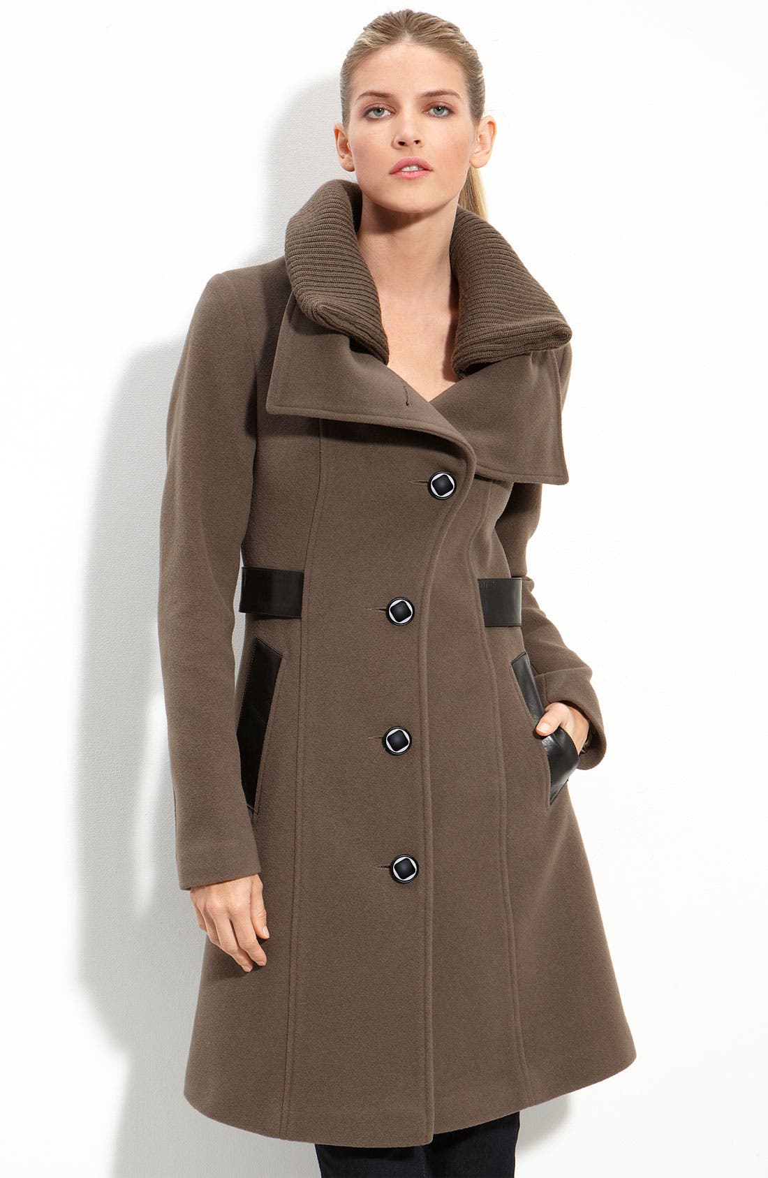 Mackage 'Nola' Leather Trim Coat Nordstrom