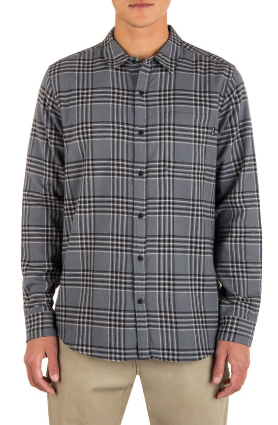 Hurley Portland Plaid Organic Cotton Flannel Button-up Shirt In Stone Gray