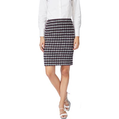 Court & Rowe Plaid Tweed Cotton Blend Pencil Skirt, Blue