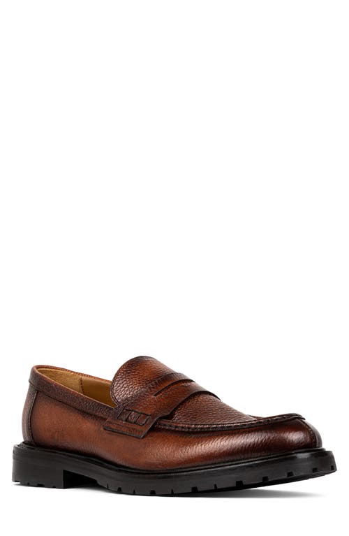 Shop Donald Pliner Lug Penny Loafer In Cognac