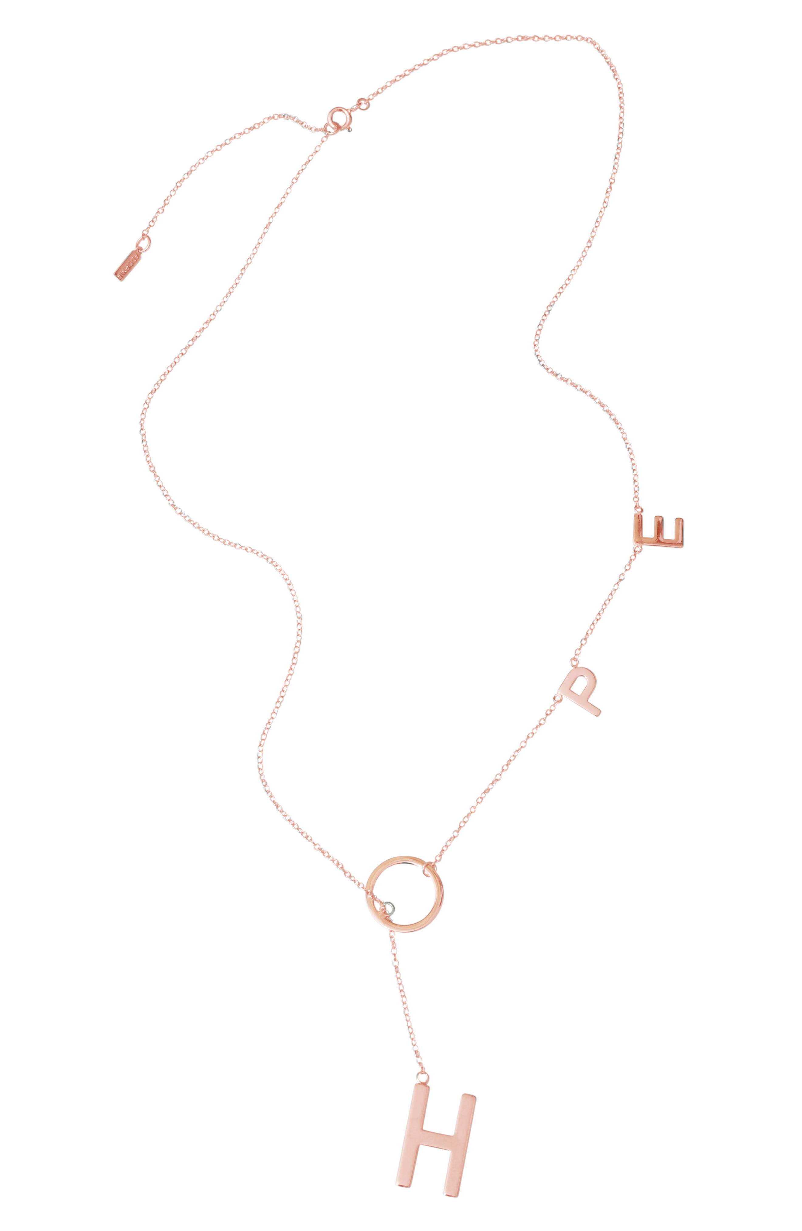 Adornia Rose Gold Plated Sterling Silver Hope Lariat Necklace