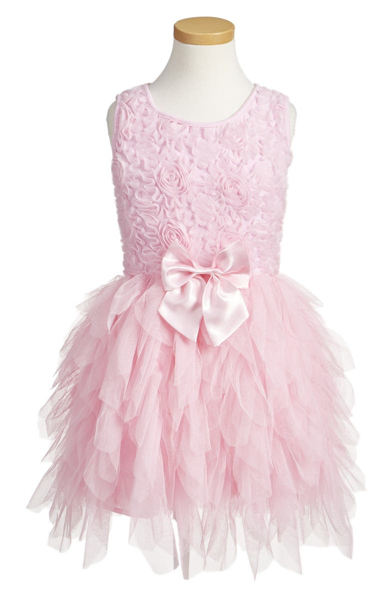 Popatu Ribbon Rosette Sleeveless Tulle Dress (Toddler Girls & Little ...