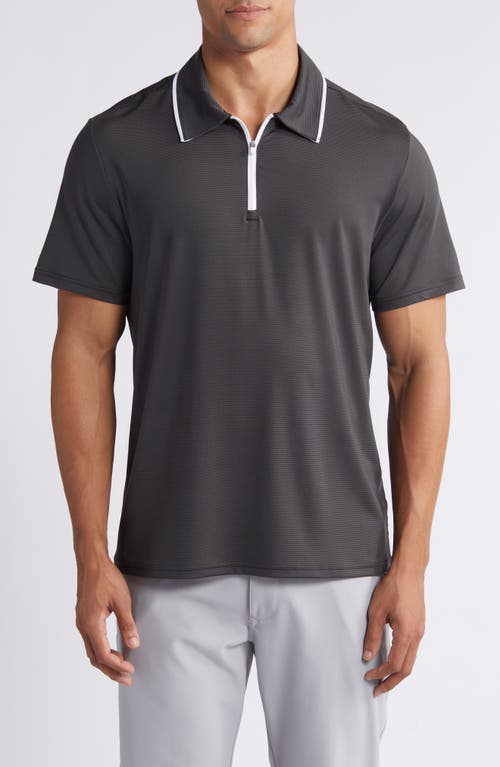 Tipped Stripe Polo Shirt in Black