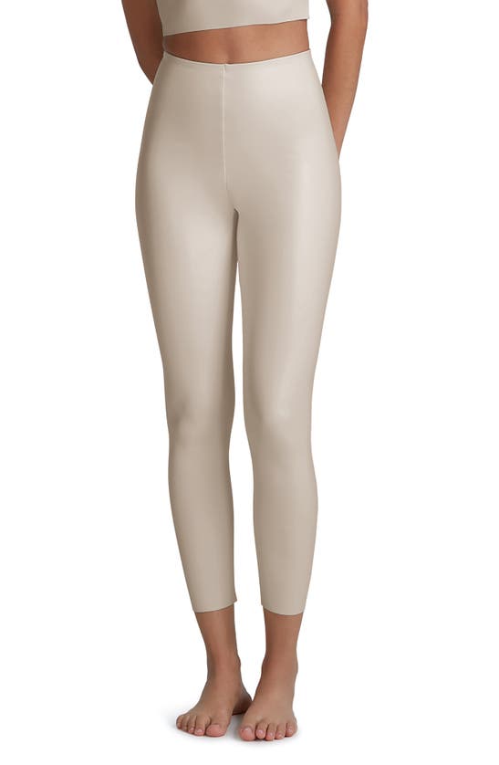 Commando 7/8 Faux Leather Control Leggings In Sand